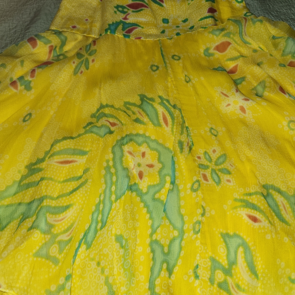 Ralph lauren black label silk linen chiffon 1950s Style Dress S  M garden party - Picture 5 of 11